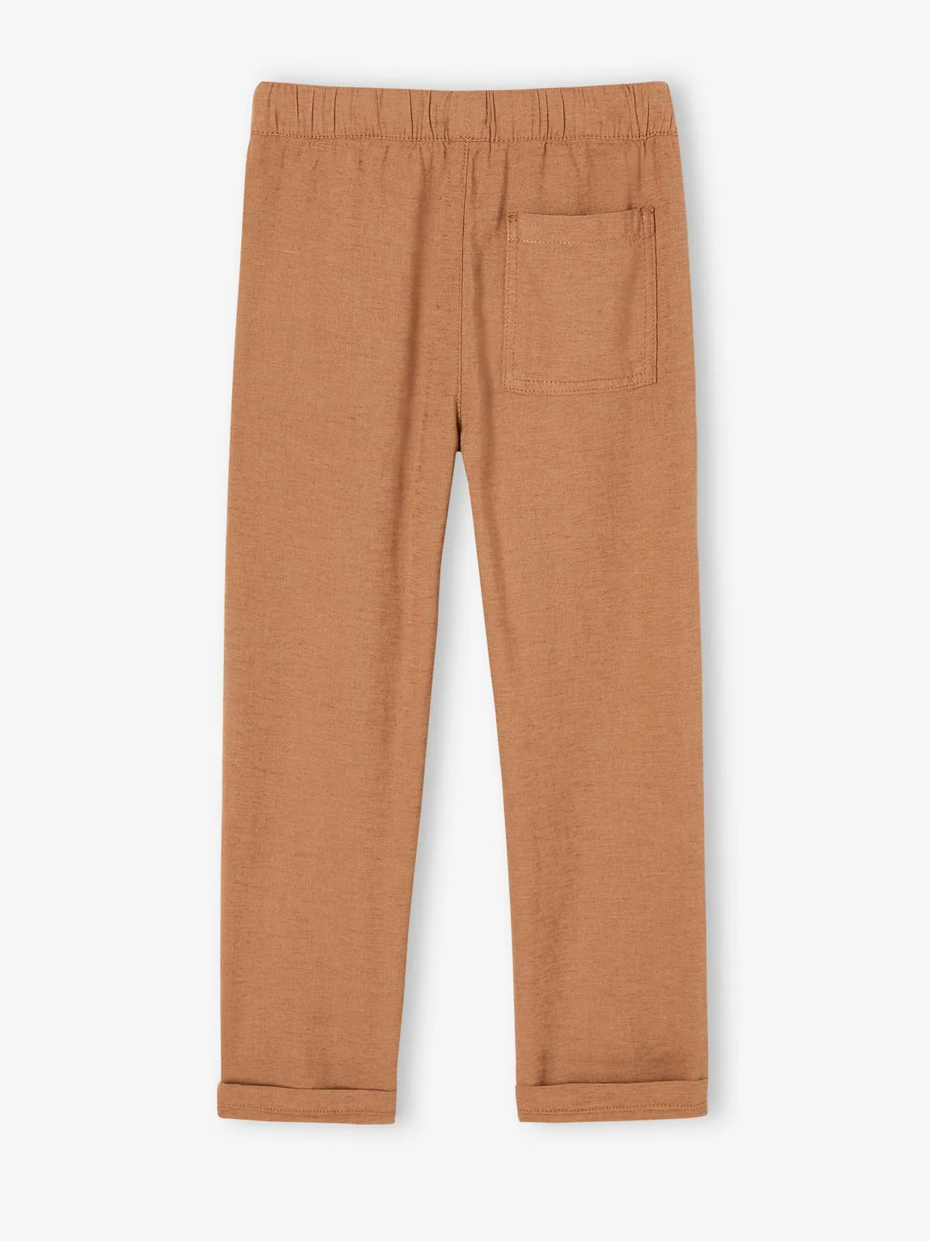 Pantalon léger garçon en coton/lin bleu nuit - Vertbaudet