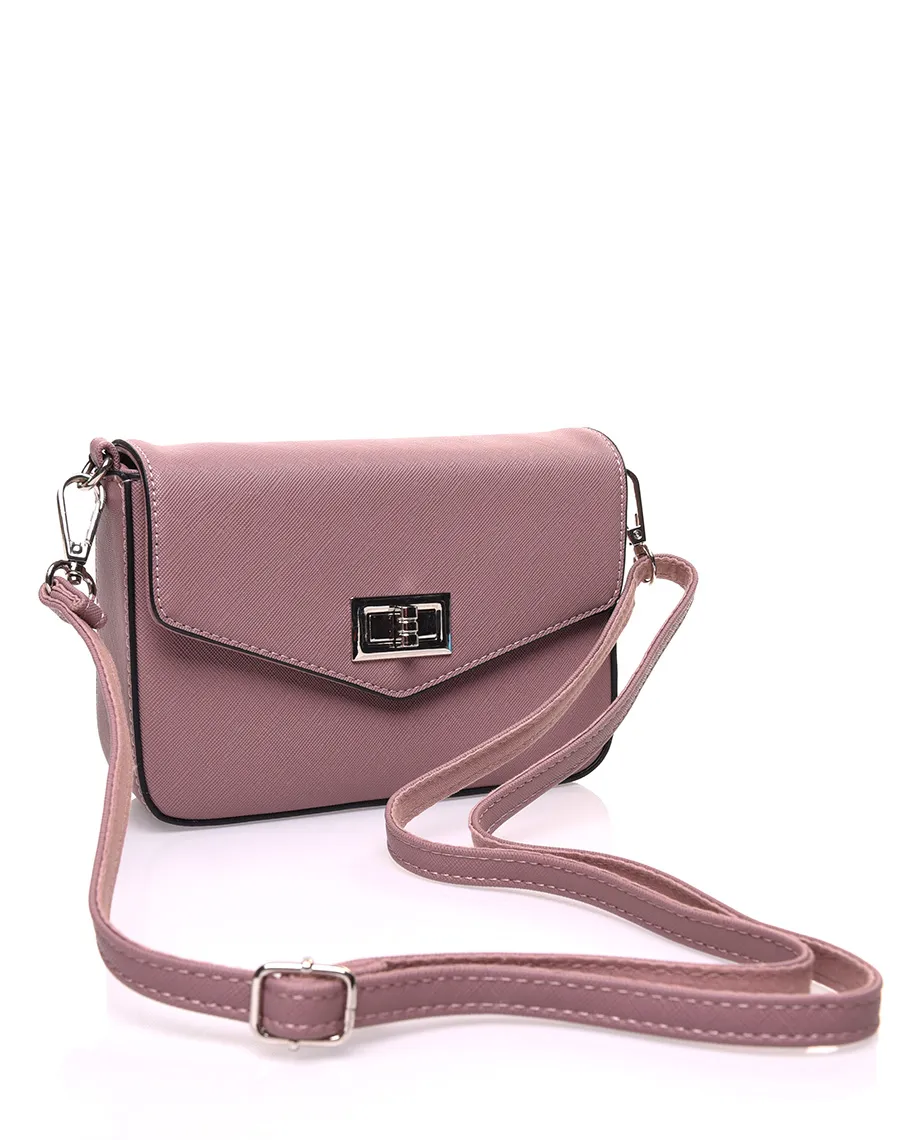 Petit sac 2 en 1 bandoulière et banane texturé vieux rose