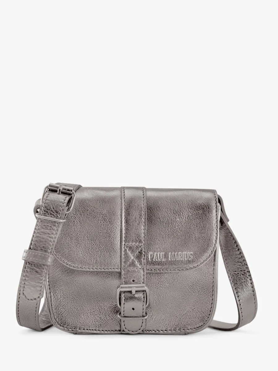 PETIT SAC BANDOULIÈRE CUIR ARGENTÉ FEMME L'Essentiel - Acier