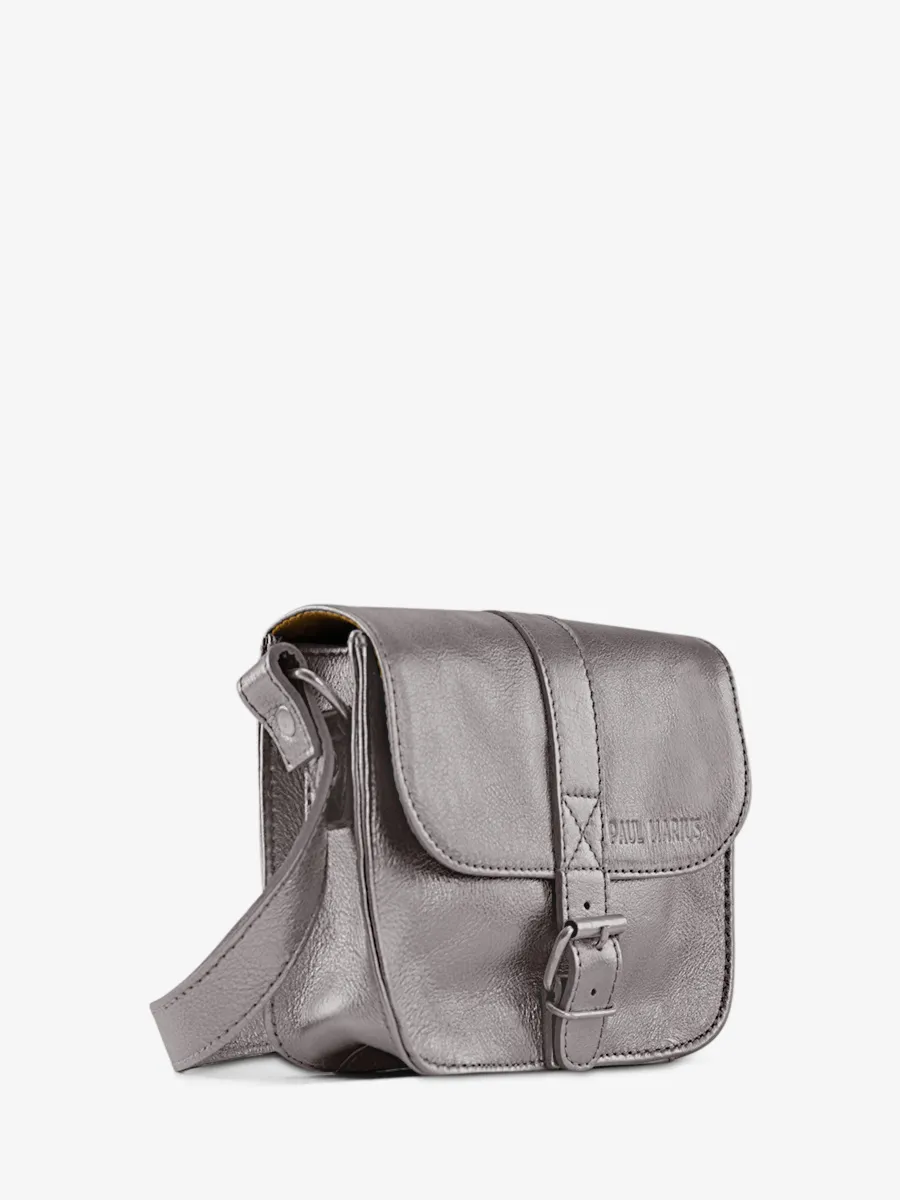 PETIT SAC BANDOULIÈRE CUIR ARGENTÉ FEMME L'Essentiel - Acier