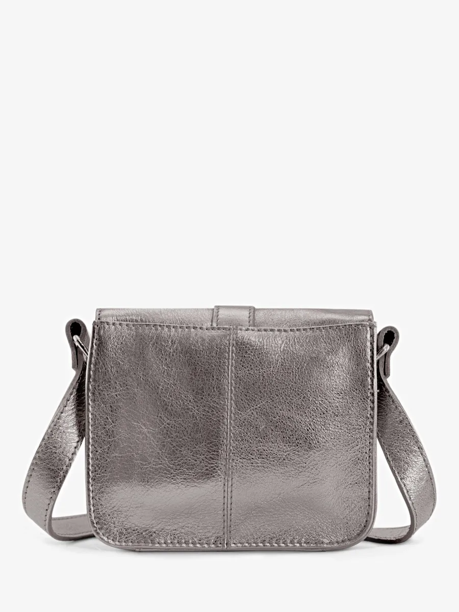 PETIT SAC BANDOULIÈRE CUIR ARGENTÉ FEMME L'Essentiel - Acier