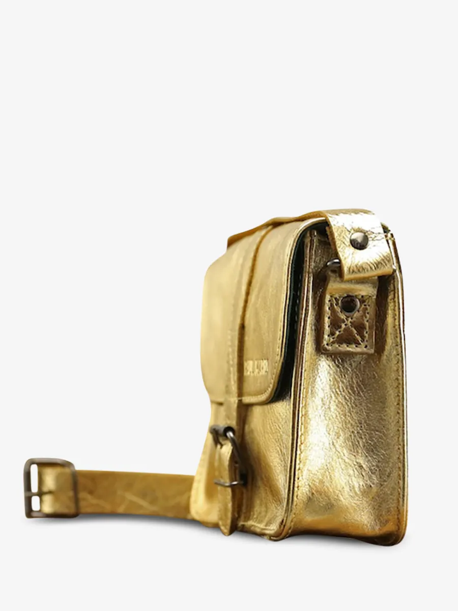 PETIT SAC BANDOULIÈRE CUIR DORÉ FEMME L'Essentiel - Doré