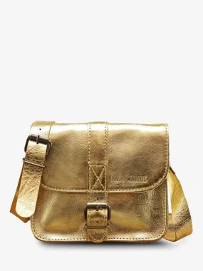 PETIT SAC BANDOULIÈRE CUIR DORÉ FEMME L'Essentiel - Doré