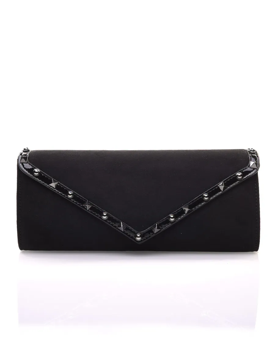 Pochette noire en suédine 