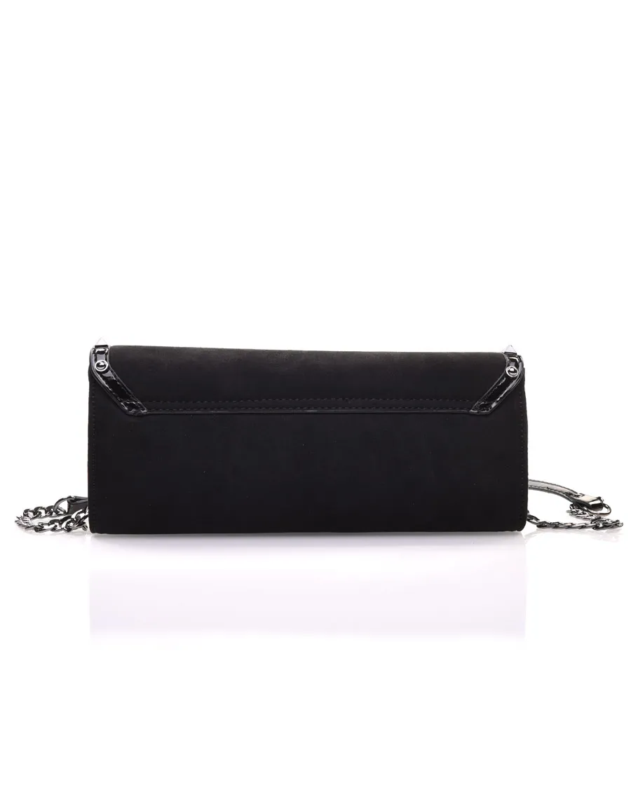 Pochette noire en suédine 