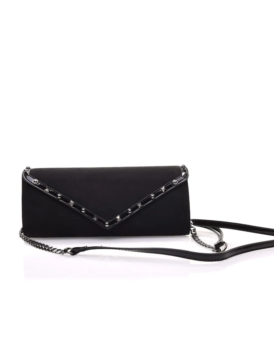 Pochette noire en suédine 