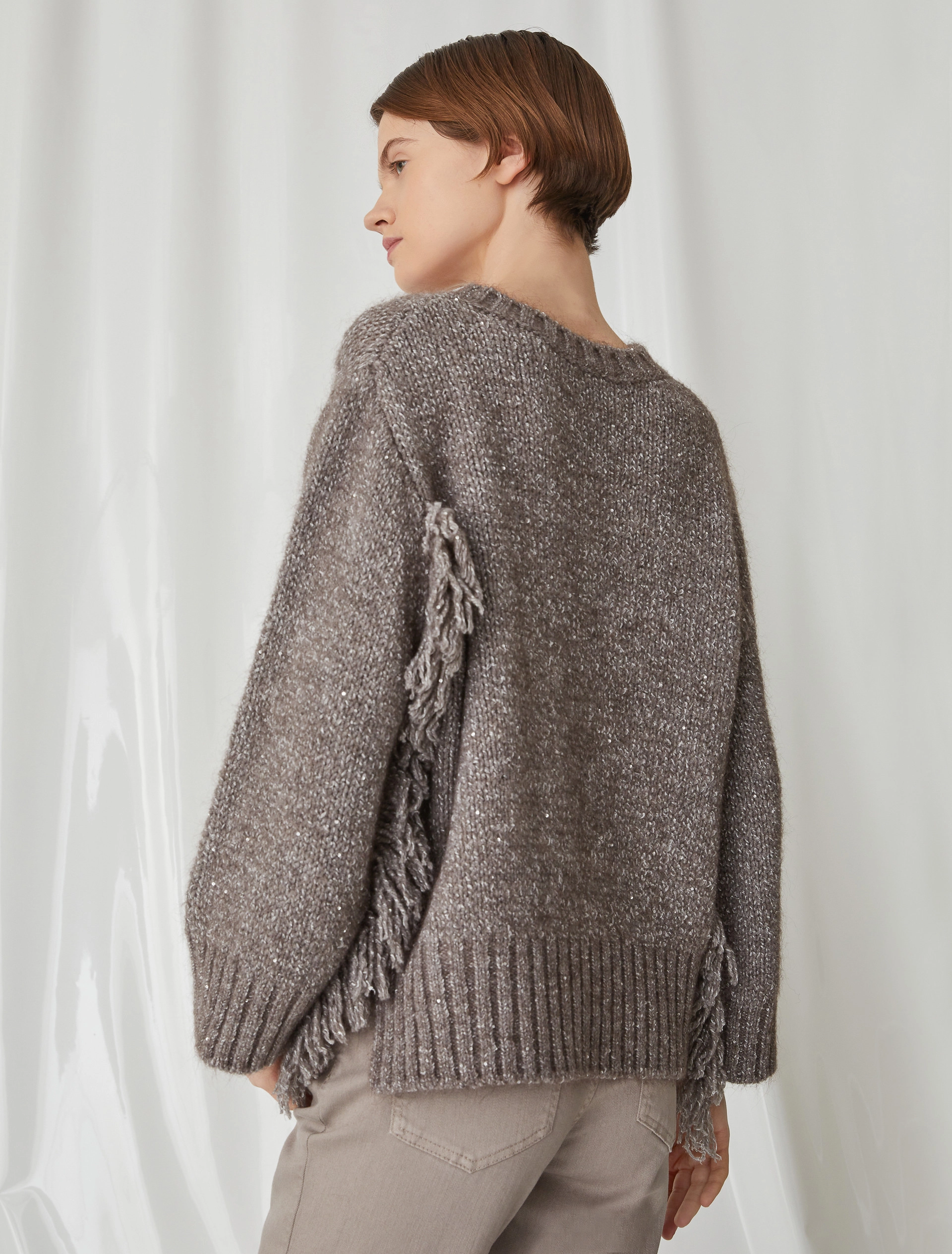 Pull en mohair à franges