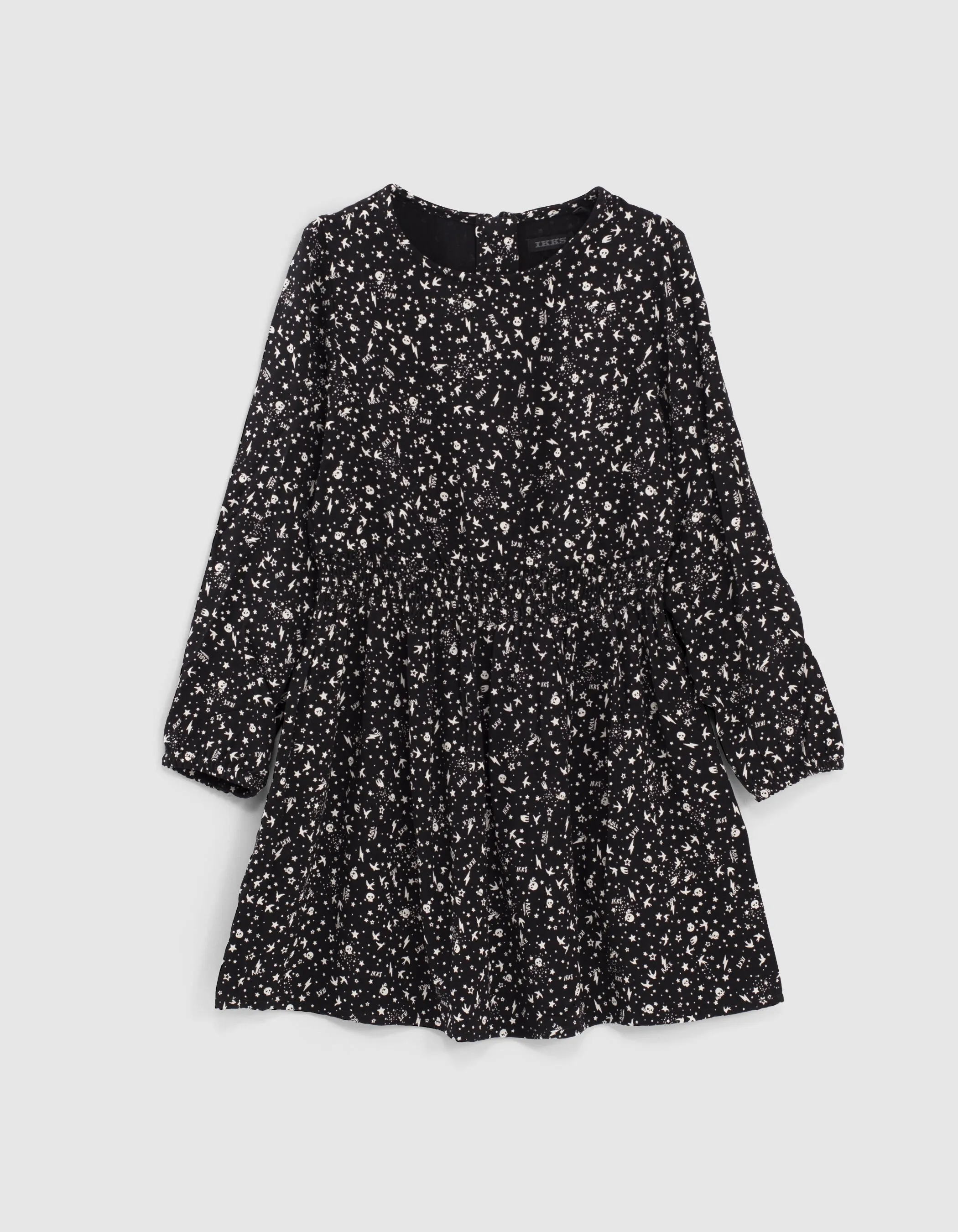 Robe 2 en 1 noire imprimé rock et sweat velours fille