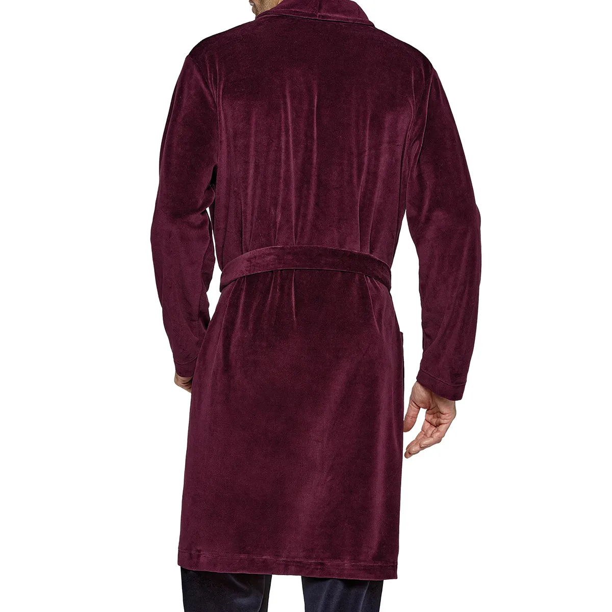 Robe de chambre longue homme en velours Barite bordeaux d'Impetus