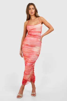 Robe longue fleurie en mesh