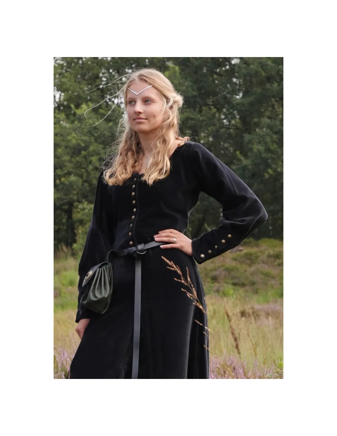 Robe médiévale Elizabeth, velours noir ⚔️ Boutique Épées