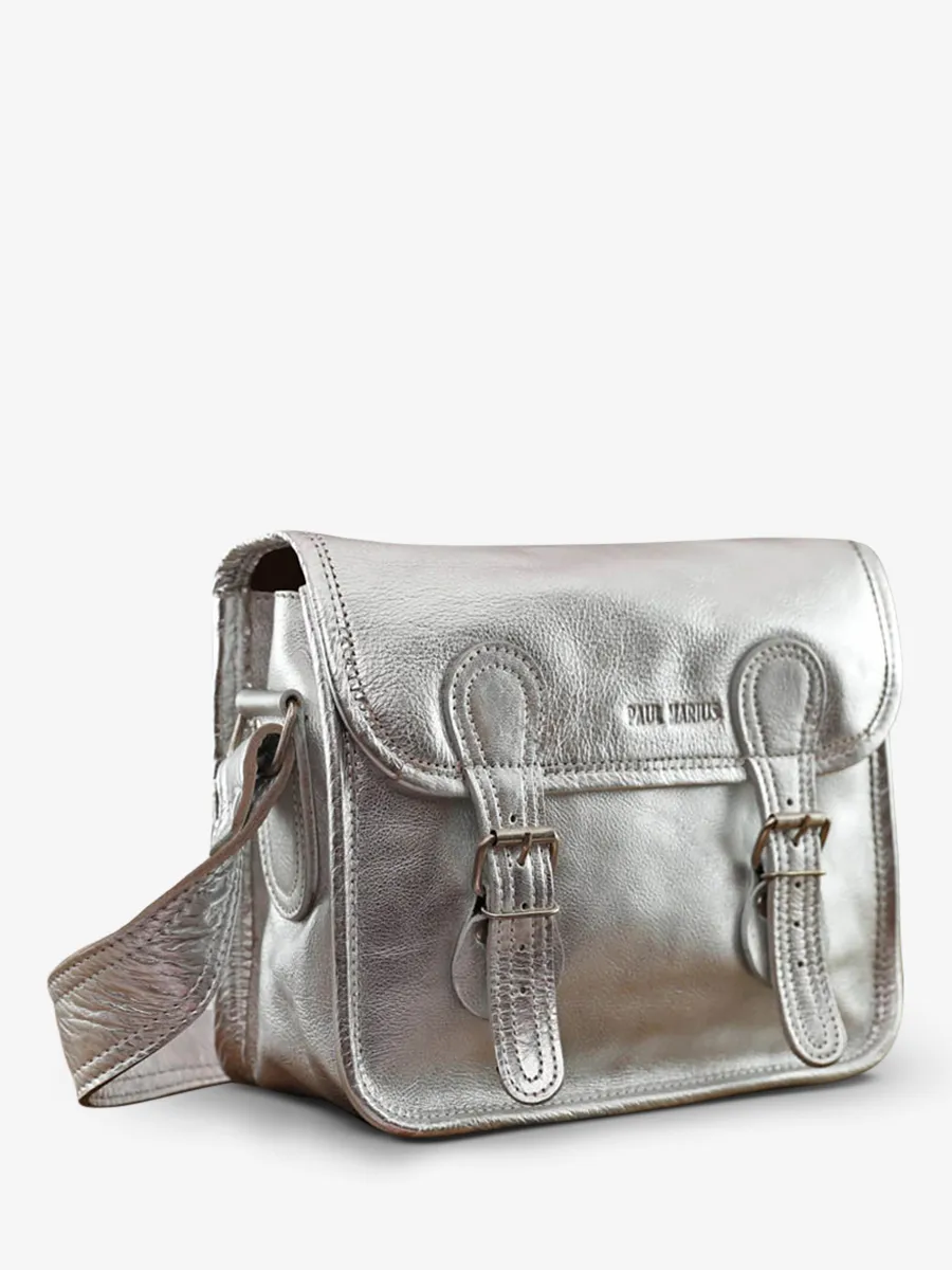 SAC BANDOULIÈRE CUIR ARGENTÉ LaSacoche S - Argenté