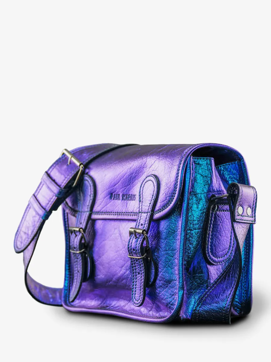 SAC BANDOULIÈRE CUIR BLEU FEMME LaSacoche S - Scarabée