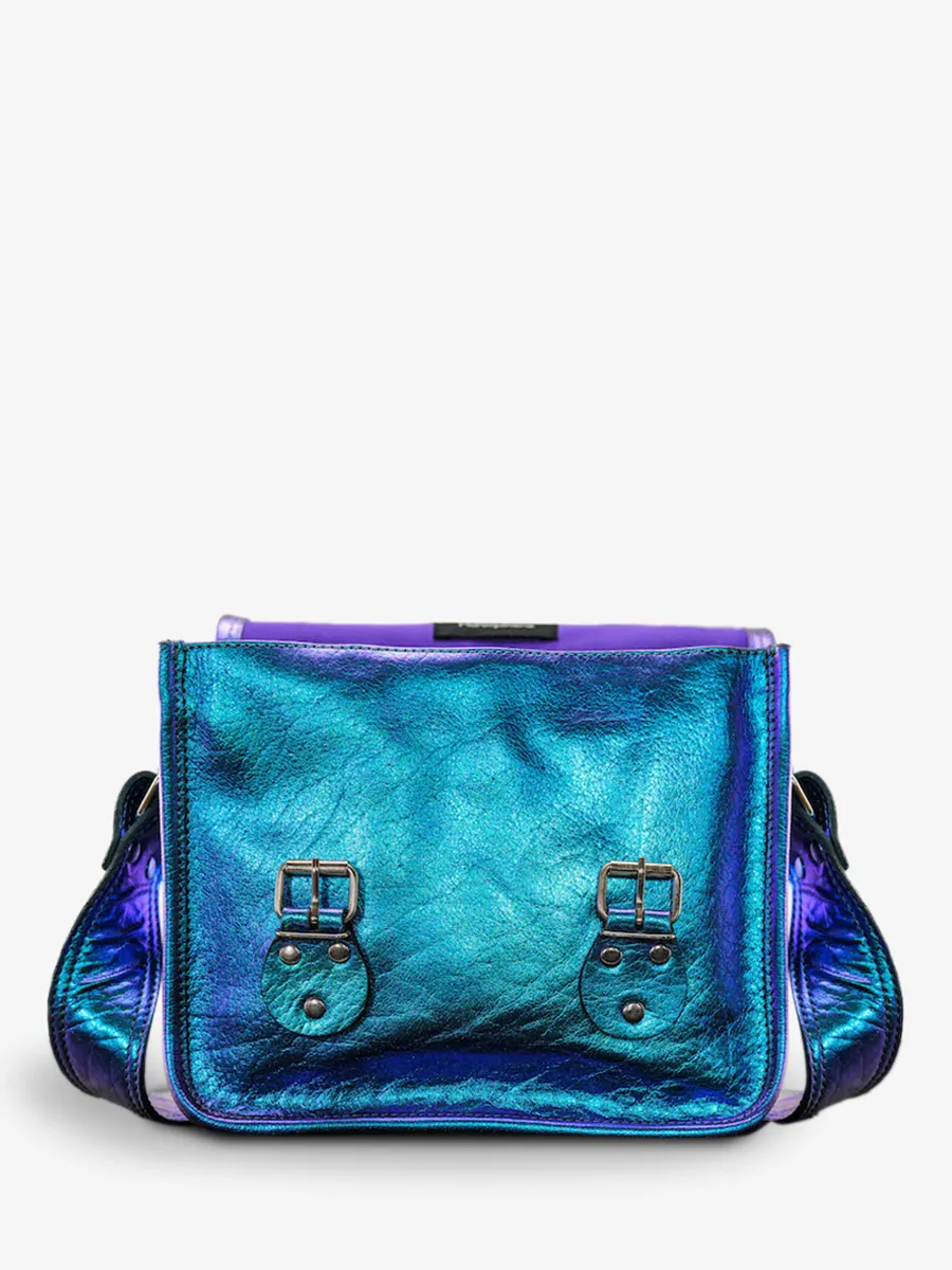 SAC BANDOULIÈRE CUIR BLEU FEMME LaSacoche S - Scarabée