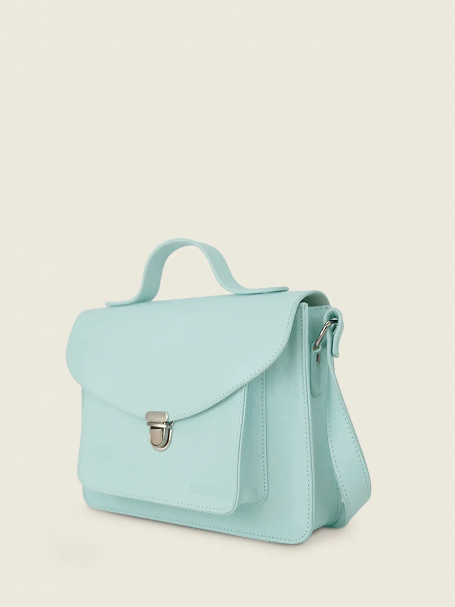 SAC BANDOULIÈRE CUIR BLEU FEMME Mademoiselle George Pastel - Bleuet