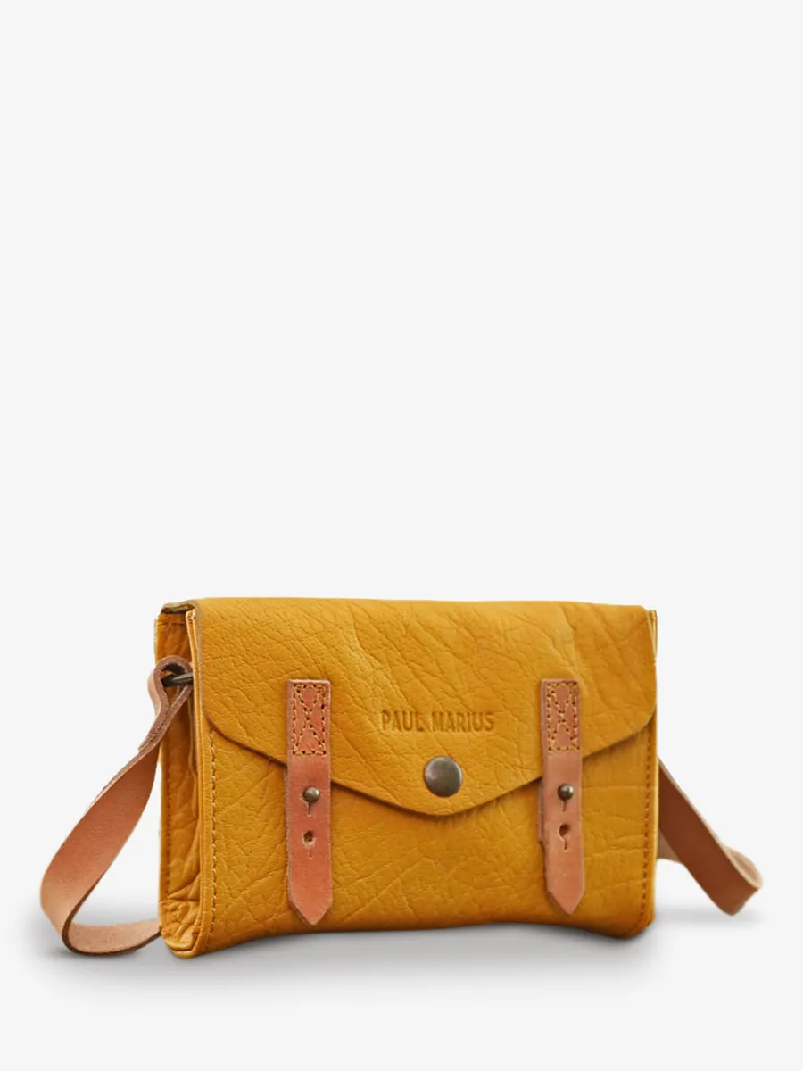 SAC BANDOULIÈRE CUIR FEMME JAUNE LeMini Indispensable - Safran