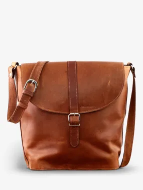 SAC BANDOULIÈRE CUIR FEMME MARRON L'Authentique - M - Naturel