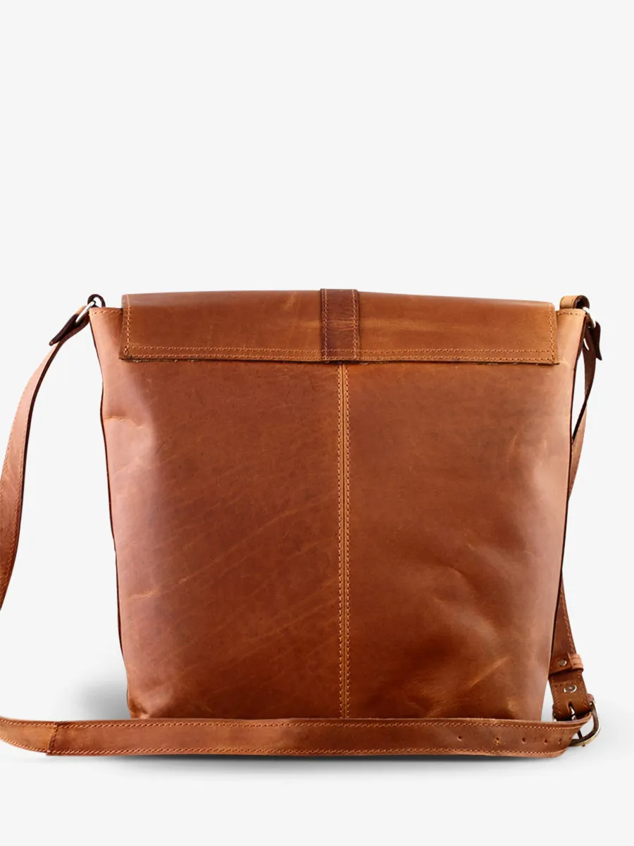 SAC BANDOULIÈRE CUIR FEMME MARRON L'Authentique - M - Naturel