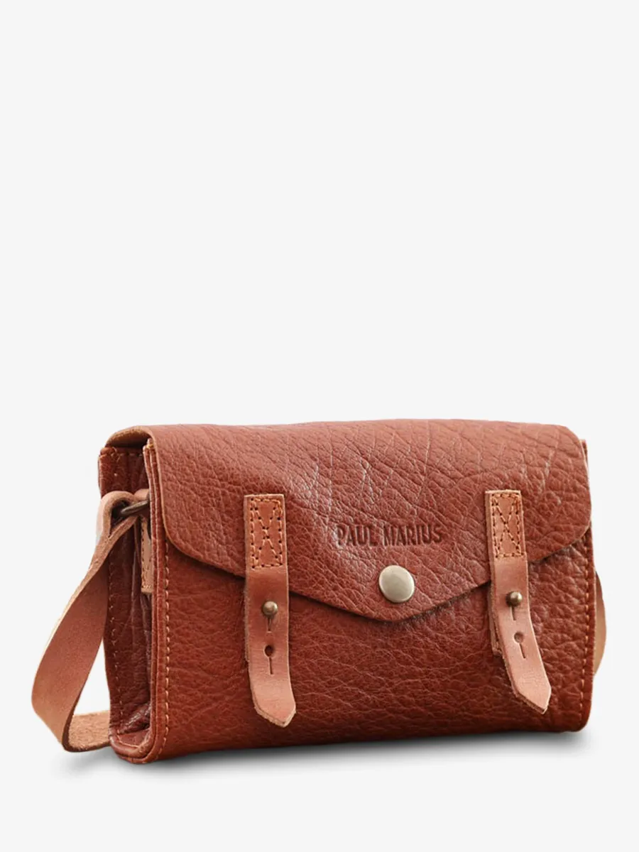 SAC BANDOULIÈRE CUIR FEMME MARRON LeMini Indispensable - Naturel