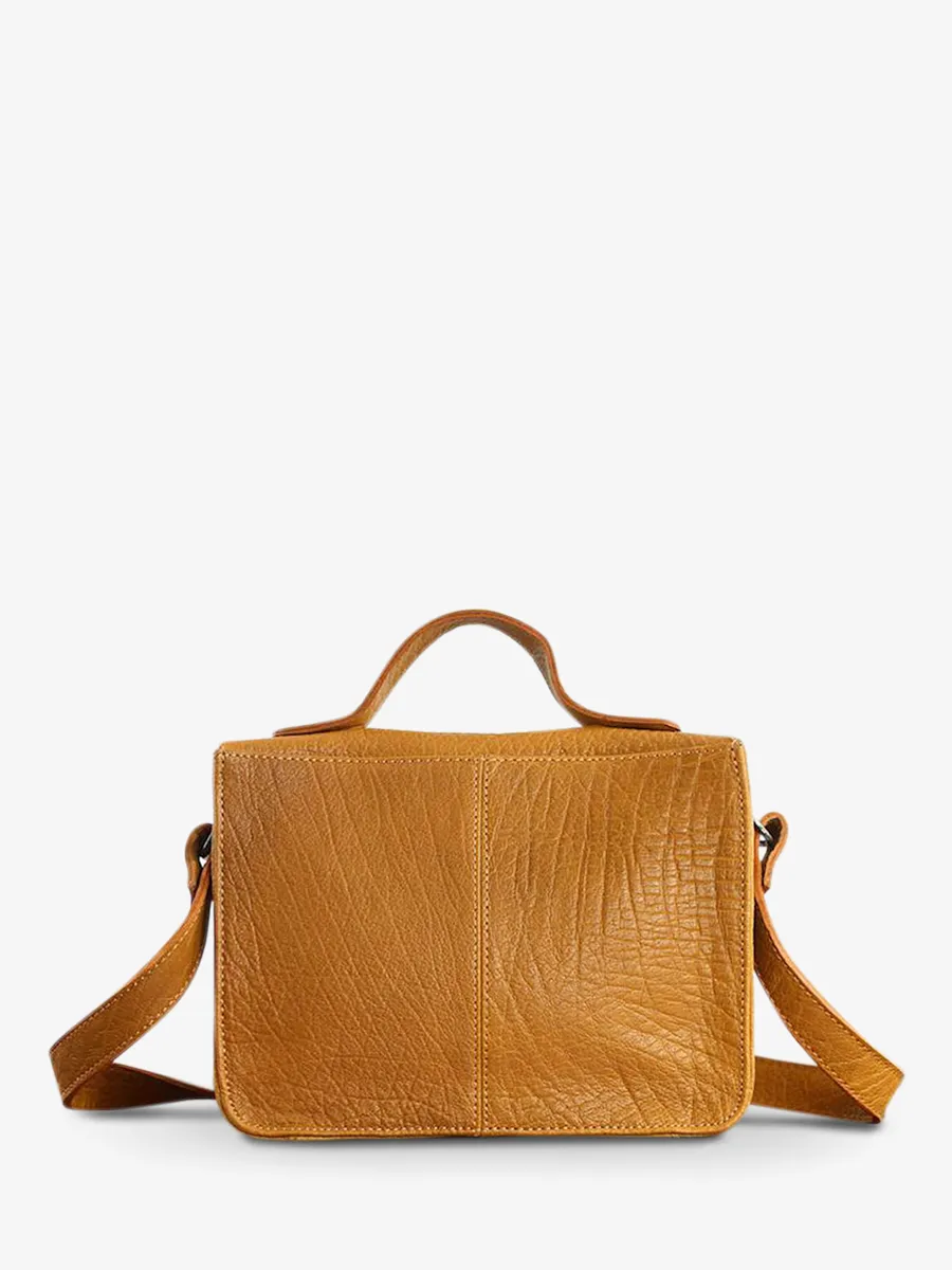 SAC BANDOULIÈRE CUIR JAUNE ET ARGENTÉ FEMME Mademoiselle George - Safran / Argenté