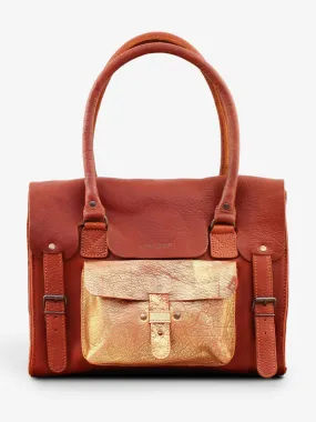 SAC BANDOULIÈRE CUIR MARRON DORÉ FEMME LeRive Gauche - M - Naturel / Doré