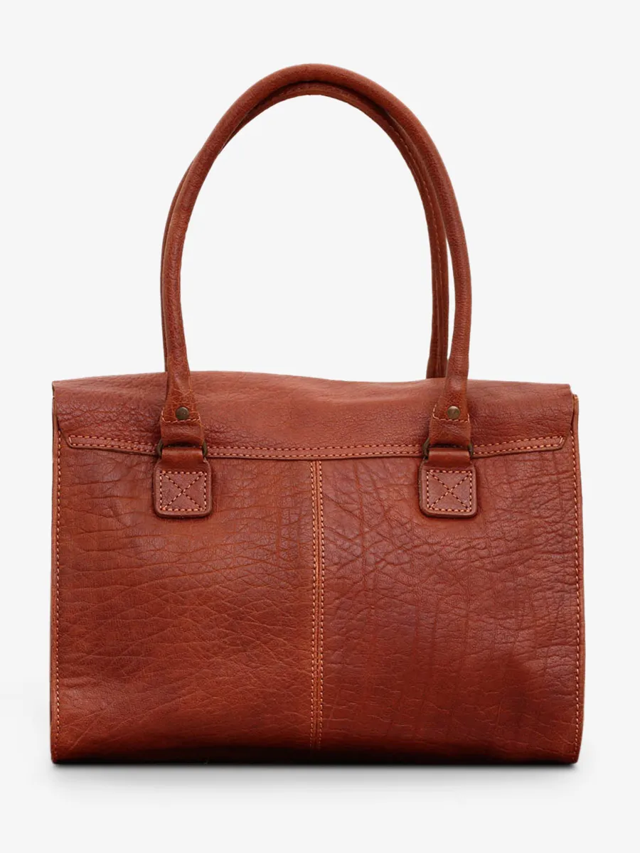 SAC BANDOULIÈRE CUIR MARRON DORÉ FEMME LeRive Gauche - M - Naturel / Doré