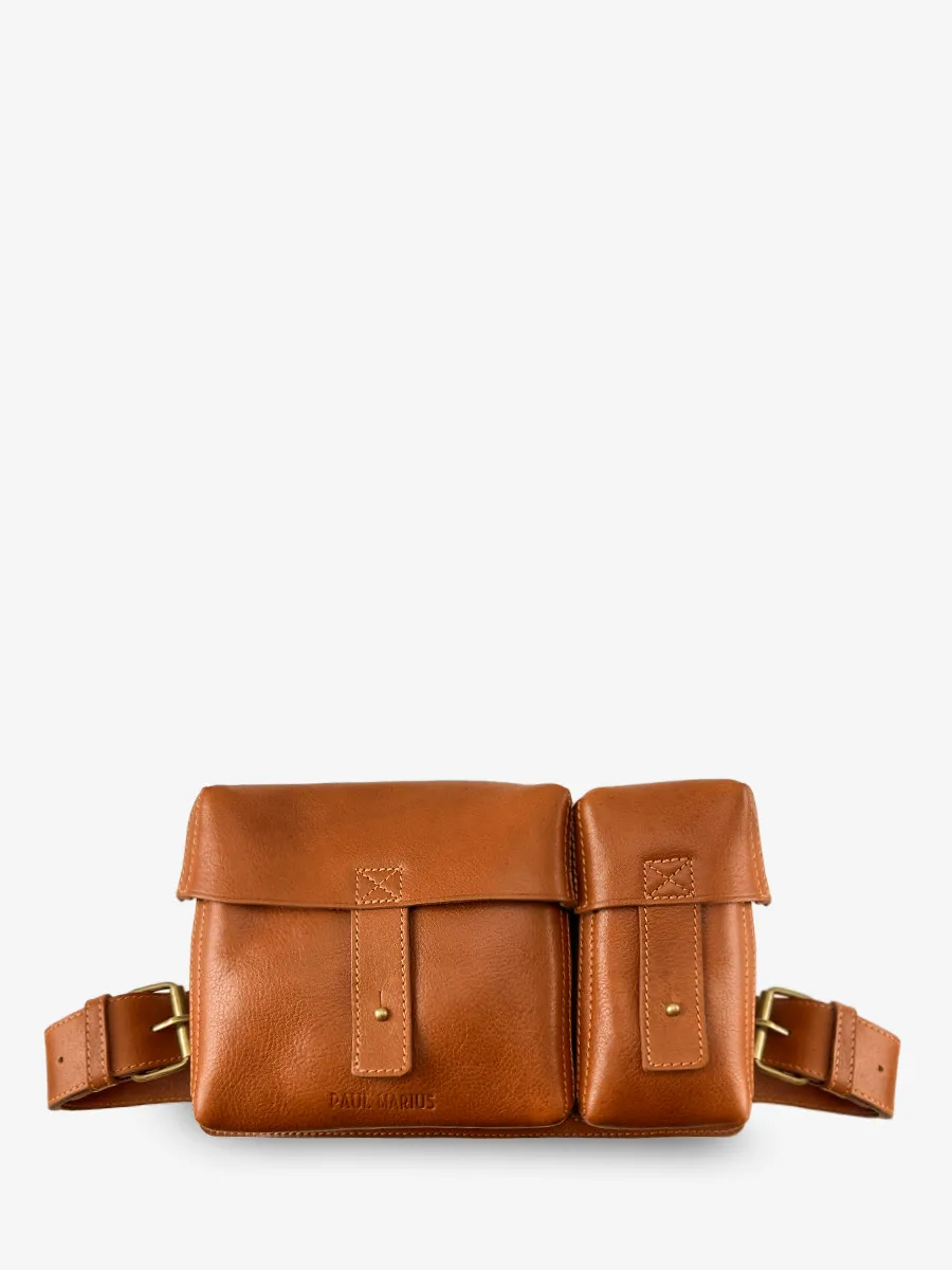 SAC BANDOULIÈRE CUIR MARRON LaCartouchière - Cognac huilé