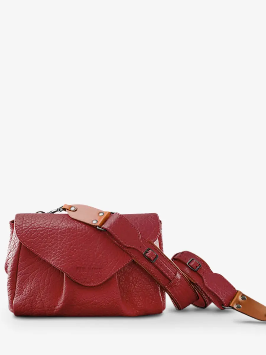 SAC BANDOULIÈRE CUIR ROUGE FEMME Suzon M - Rouge Carmin