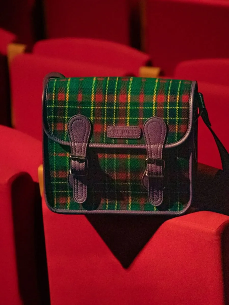 SAC BANDOULIÈRE CUIR VIOLET ET TISSU TARTAN LaSacoche S - Versus