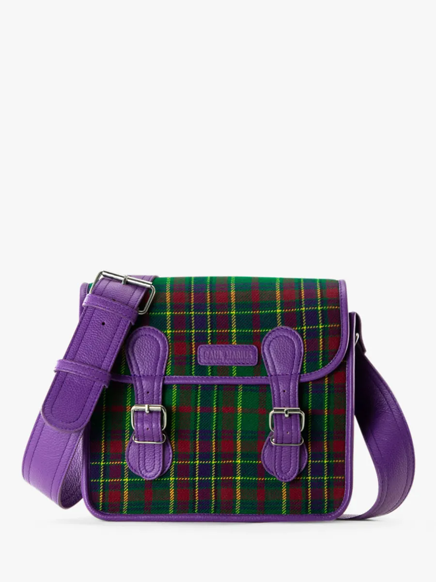 SAC BANDOULIÈRE CUIR VIOLET ET TISSU TARTAN LaSacoche S - Versus