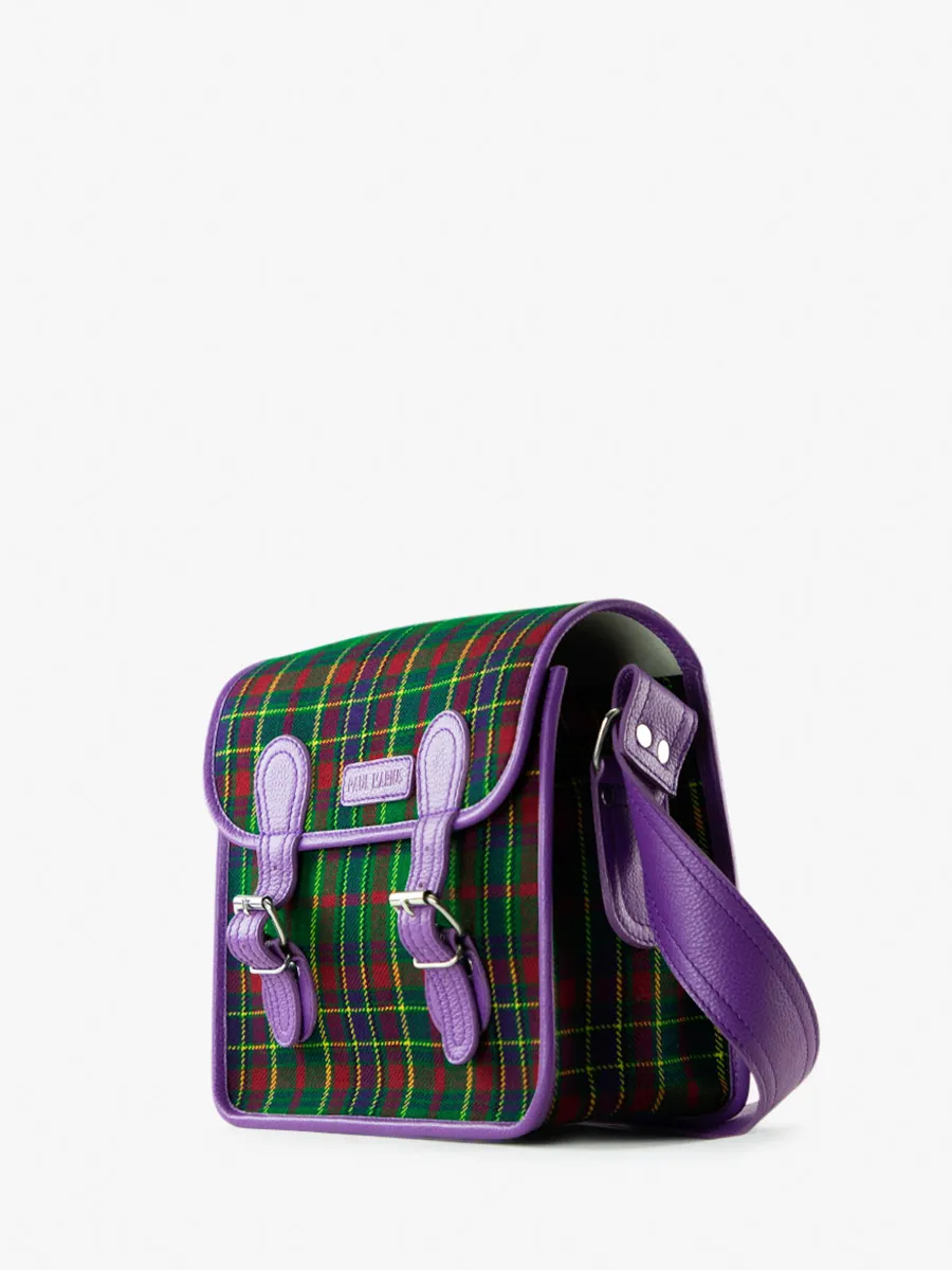 SAC BANDOULIÈRE CUIR VIOLET ET TISSU TARTAN LaSacoche S - Versus