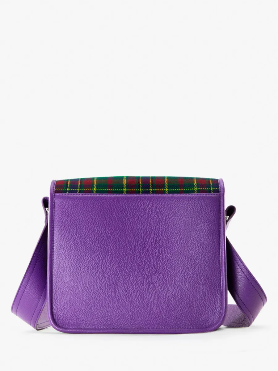 SAC BANDOULIÈRE CUIR VIOLET ET TISSU TARTAN LaSacoche S - Versus