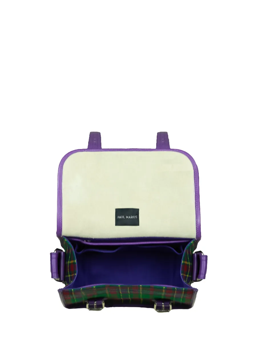 SAC BANDOULIÈRE CUIR VIOLET ET TISSU TARTAN LaSacoche S - Versus