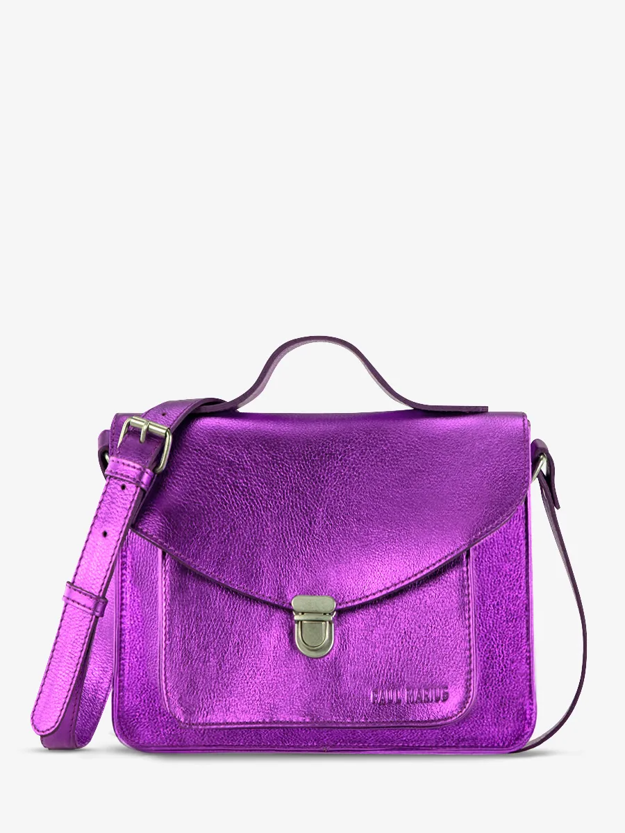 SAC BANDOULIÈRE CUIR VIOLET MÉTALLISÉ FEMME Mademoiselle George - Bonbon