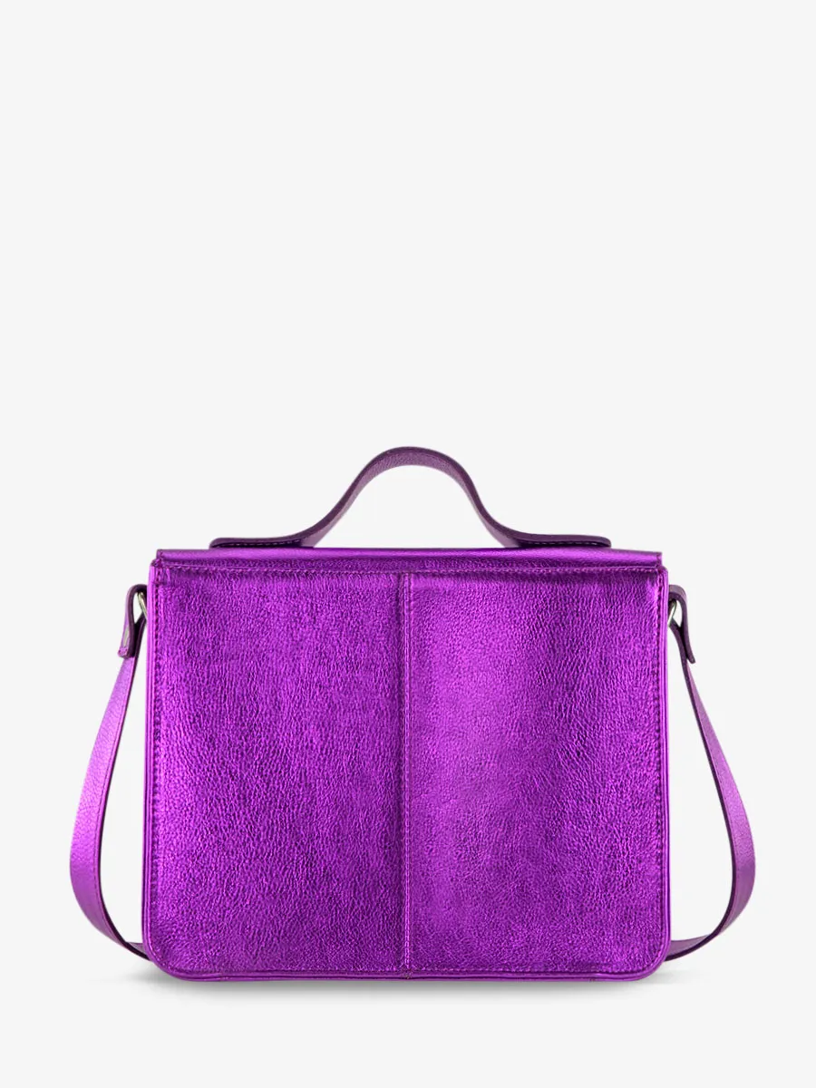 SAC BANDOULIÈRE CUIR VIOLET MÉTALLISÉ FEMME Mademoiselle George - Bonbon