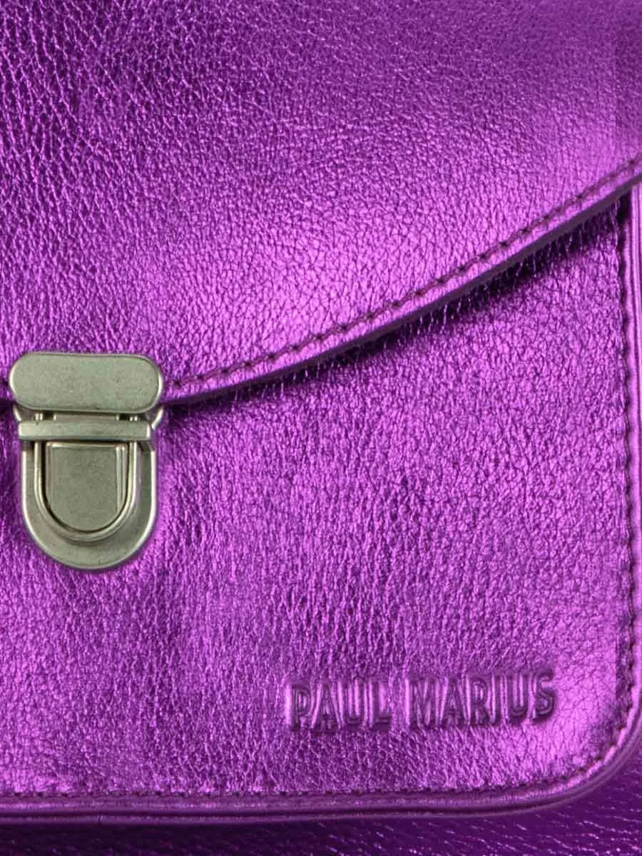 SAC BANDOULIÈRE CUIR VIOLET MÉTALLISÉ FEMME Mademoiselle George - Bonbon