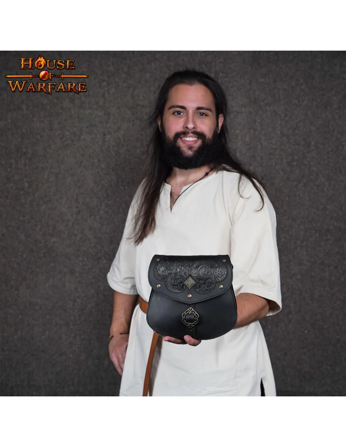 Sac médiéval, bandoulière, en cuir gaufré, à accrocher ⚔️ Boutique Épées