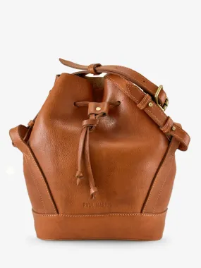 SAC SEAU EN CUIR MARRON FEMME L'Aumonière - Cognac huilé