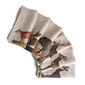 Serviettes de table en lin - animaux sauvages