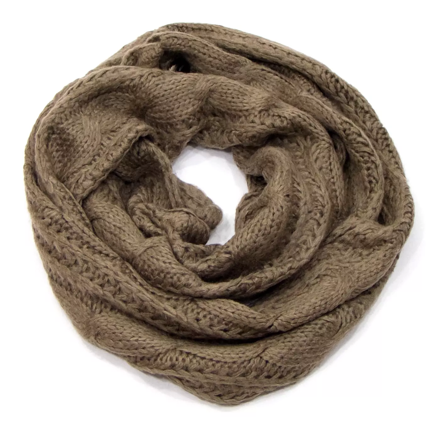 Snood écharpe tube beige en maille irlandaise