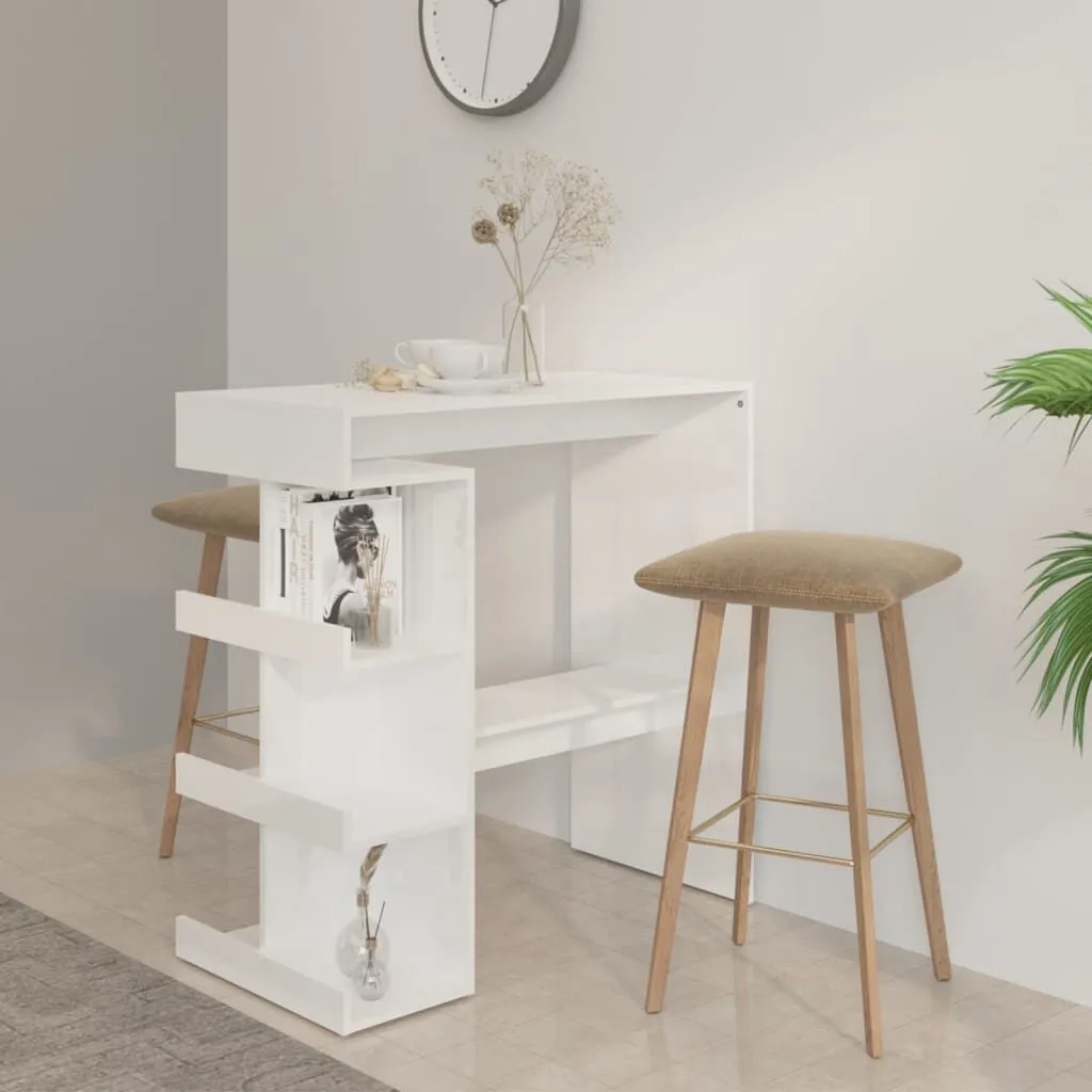 Table de bar avec rangements couleur blanche