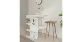 Table de bar avec rangements couleur blanche