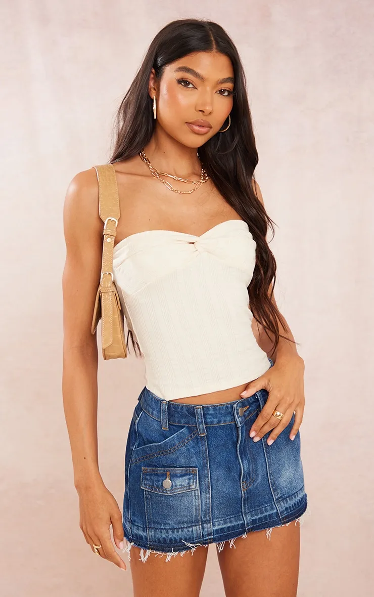 Tall Top bustier long texturé crème torsadé