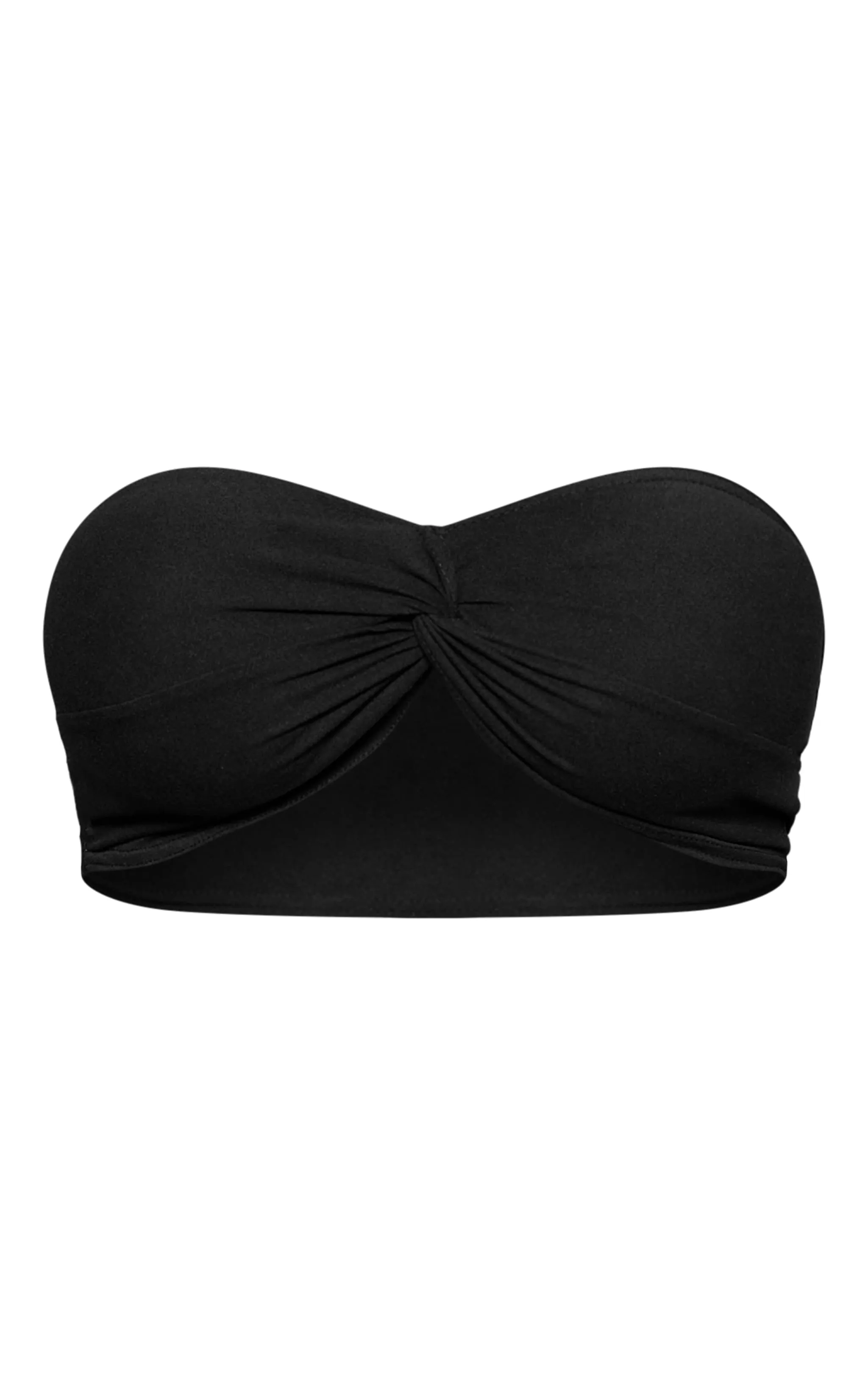 Top bustier doux noir torsadé