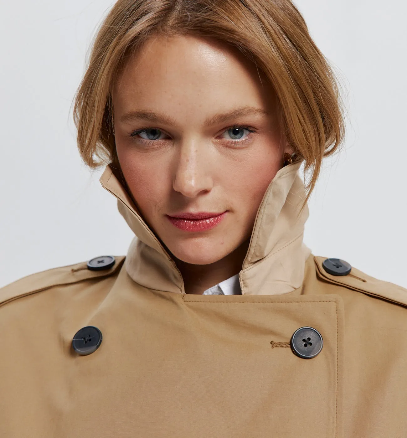 Trench court bicolore Femme - Beige