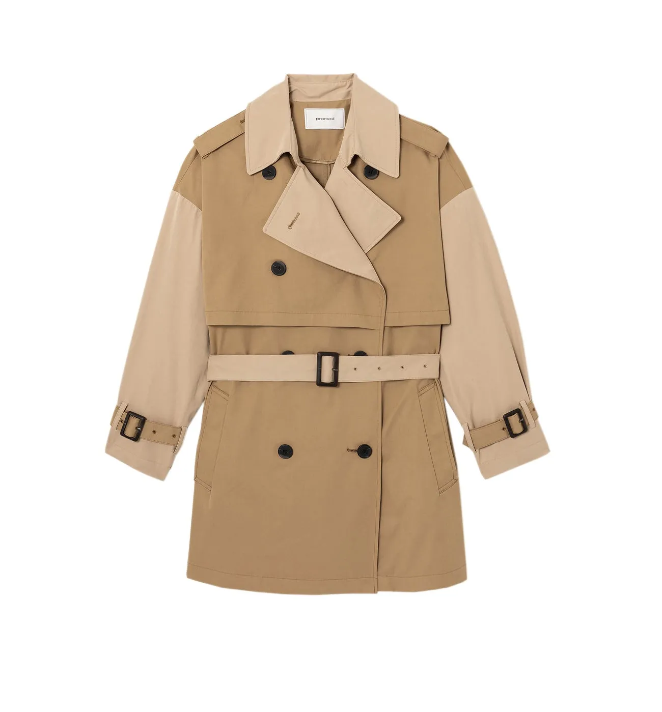 Trench court bicolore Femme - Beige