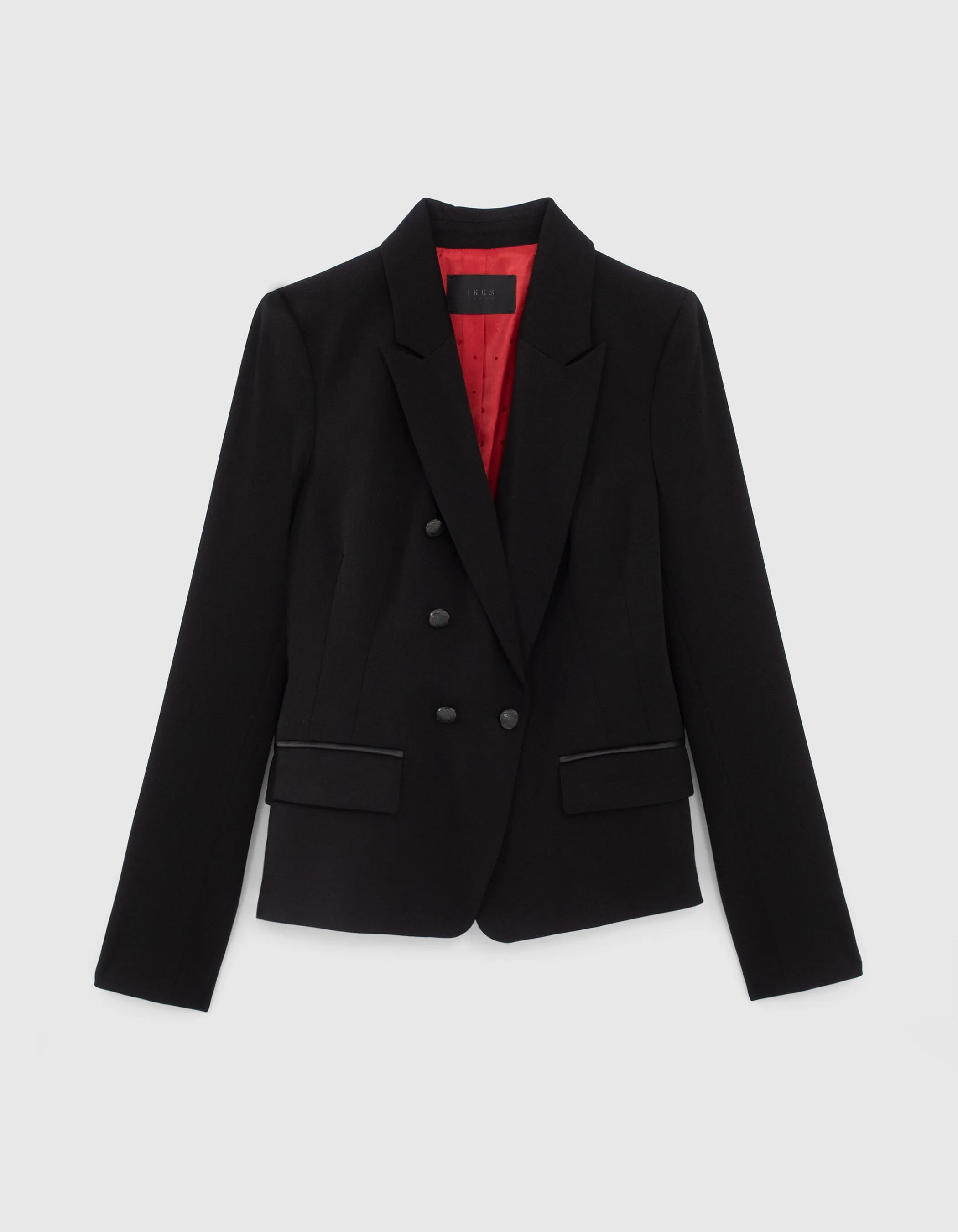 Veste tailleur en twill noir coupe ajustée femme